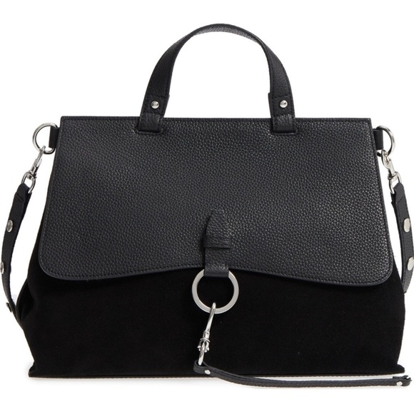 NOT FOR SALE New! Rebecca Minkoff Medium Keith
Flap Suede & Leather Satchel
BLAC - Picture 6 of 16
